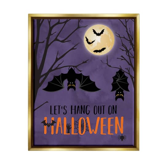 Stupell Industries Let's Hang Halloween Bats Framed Floater Canvas Wall Art
